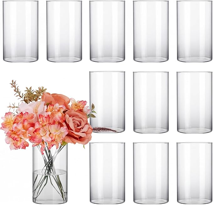CUCUMI 12pcs Glass Cylinder Vases by CUCUMI