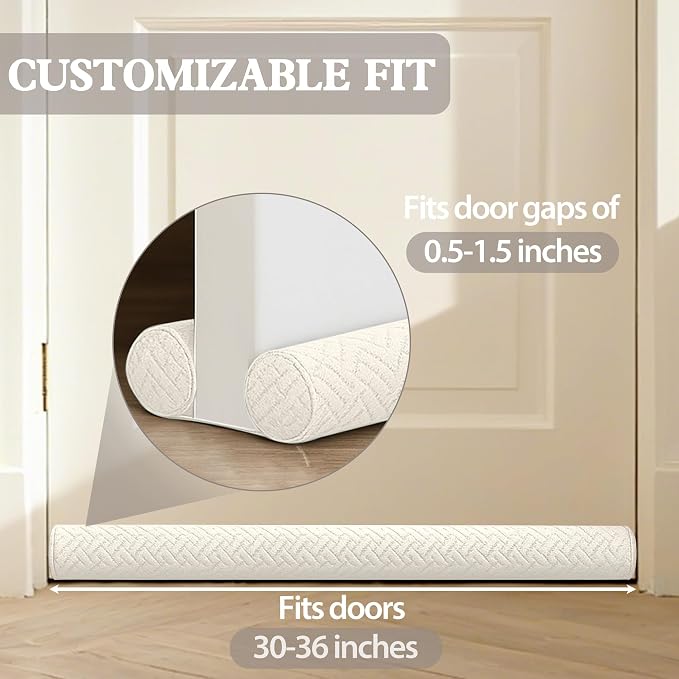Ciieyuo Velvet Under Door Draft Stopper, Door Gap Filler, 30-36 in, door gap - Image 2
