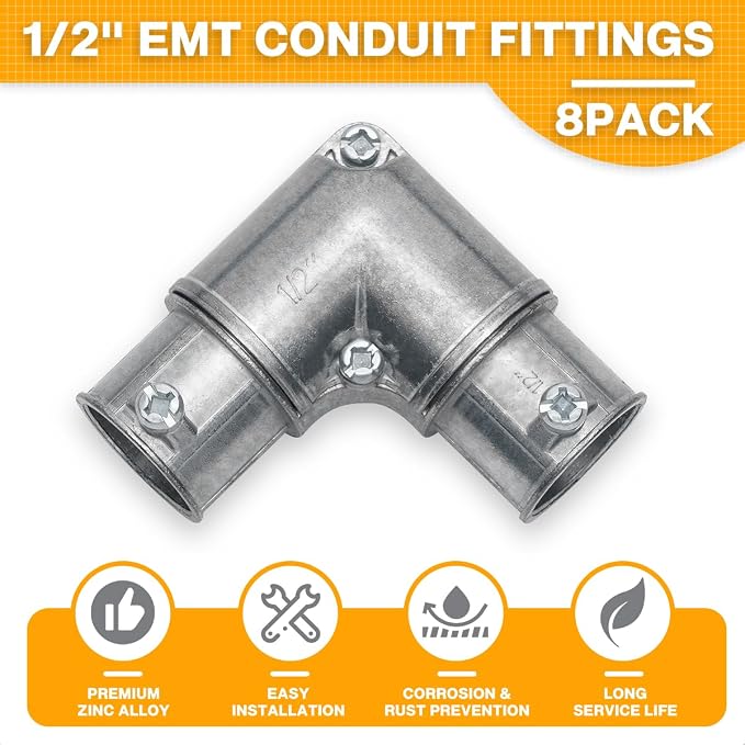 1/2 Inch EMT to EMT 90 Degree Inside Corner Pulling Elbows, EMT Conduit - Image 3