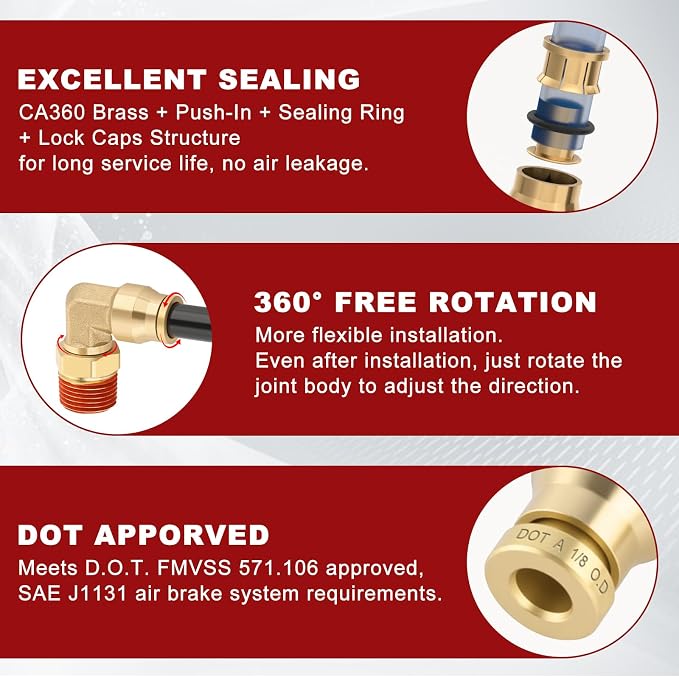 90° Swivel Male Elbow, 1/8" Tube x 1/8" NPT, DOT Approved 2PCS | - Image 4