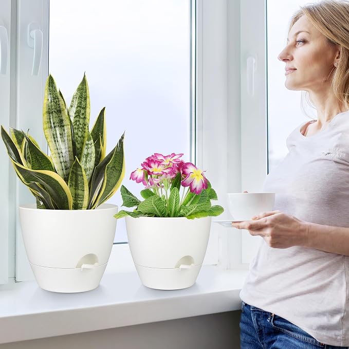 Plant Pots 12/10/9 Inch Self Watering Pots, Plastic Flower Pots, Nursery - Image 6