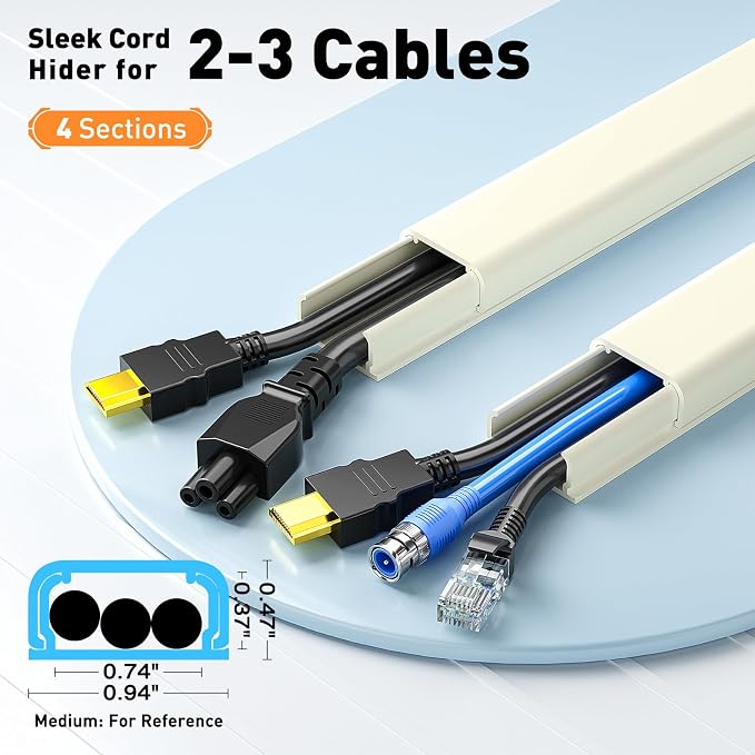 Delamu Beige Cord Hider, 56.7in Beige Cable Hider, Cord Covers - Image 2