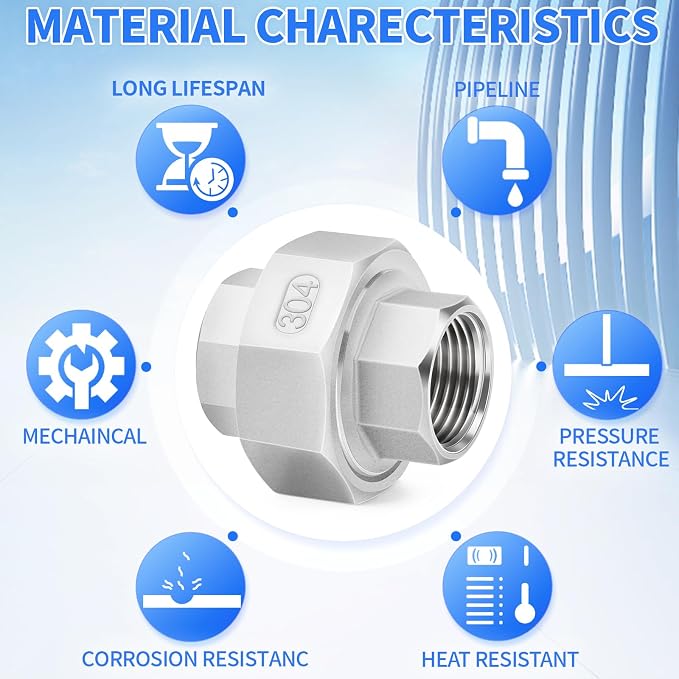 ChillWaves 304 Stainless Steel Cast Pipe Fitting, Union，2" NPT Female Thread - Image 6