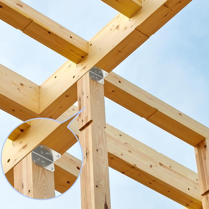 Yuleimy L Brackets for Wood, 2x4 Inch Galvanized Corner Braces, 4×2×2 in. - Image 5