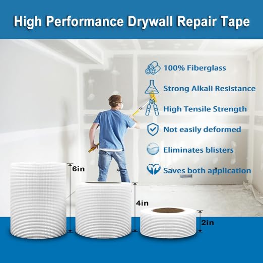 EDSRDRUS Drywall Repair Tape, 2in 4in 6in Multi Options Crack Tape Drywall - Image 3