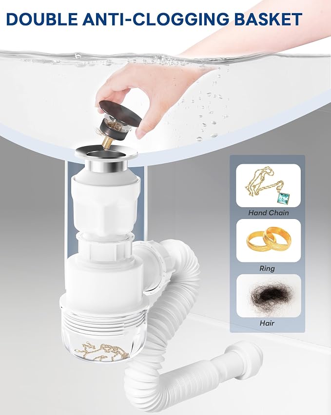 BOTEMY 1 1/2" Bathroom Sink Drain Kit - Image 6
