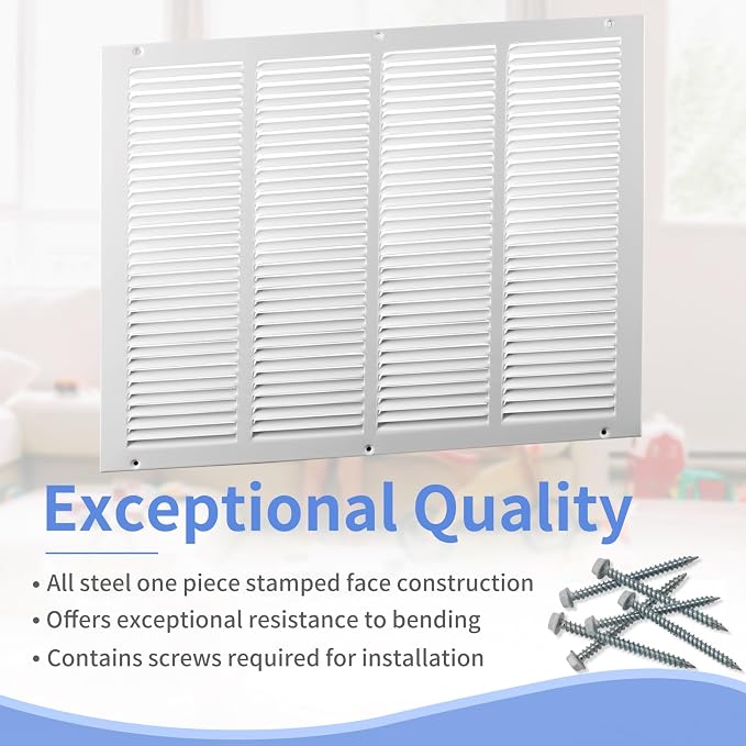 Howeall 20"W x 16"H Steel Return Air Grille, Air Return Vent Cover - Image 2