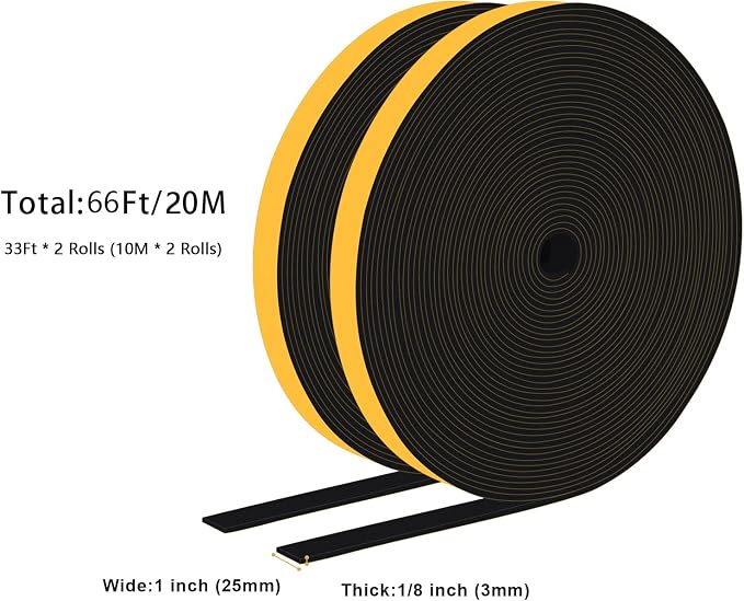 Wide Foam Tape for Doors & Windows, 66Ft Value Bulk Pack | Blocks drafts - Image 6