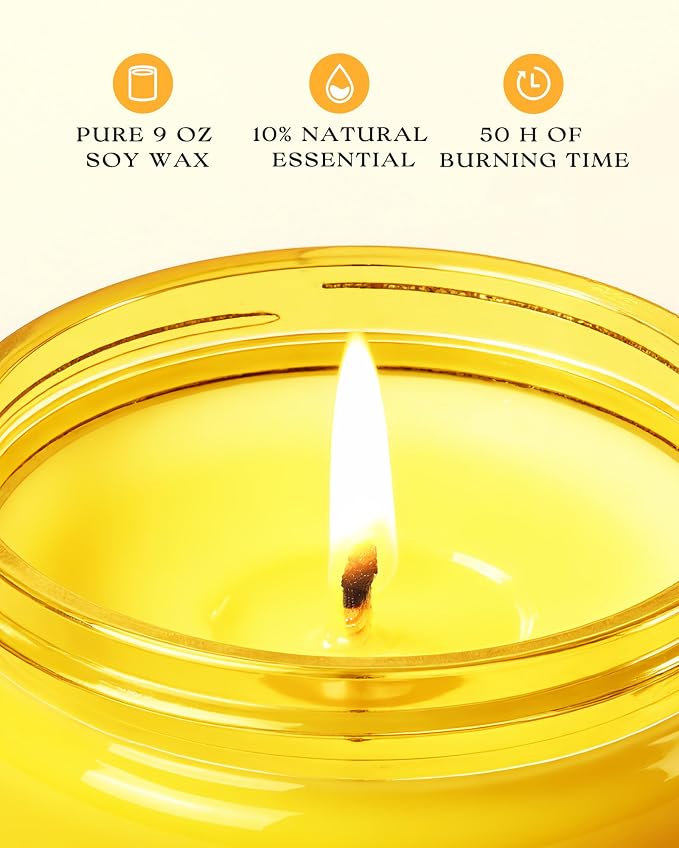 AOOVOO 6 Pack Citrus Lemon Odor Eliminating Candle - 54 oz Soy Candles | - Image 3