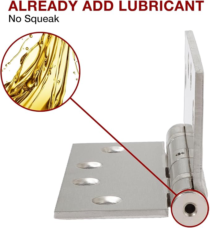 TDCHINGES Heavy Duty Door Hinges Brushed Nickel 4.5 Inch x 4 1/2" Square | 18 - Image 2