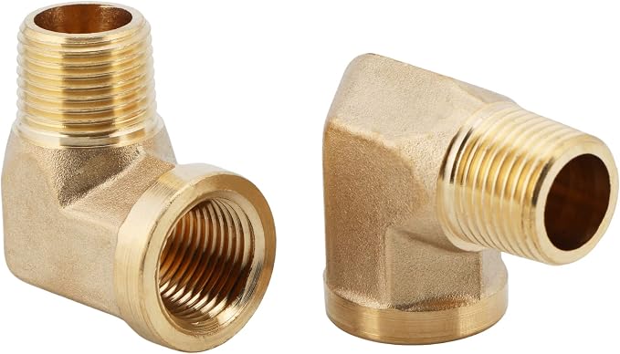 U.S. Solid 2pcs 90 Degree Barstock Street Elbow Brass Pipe Fitting 1/4" NPT - Image 3