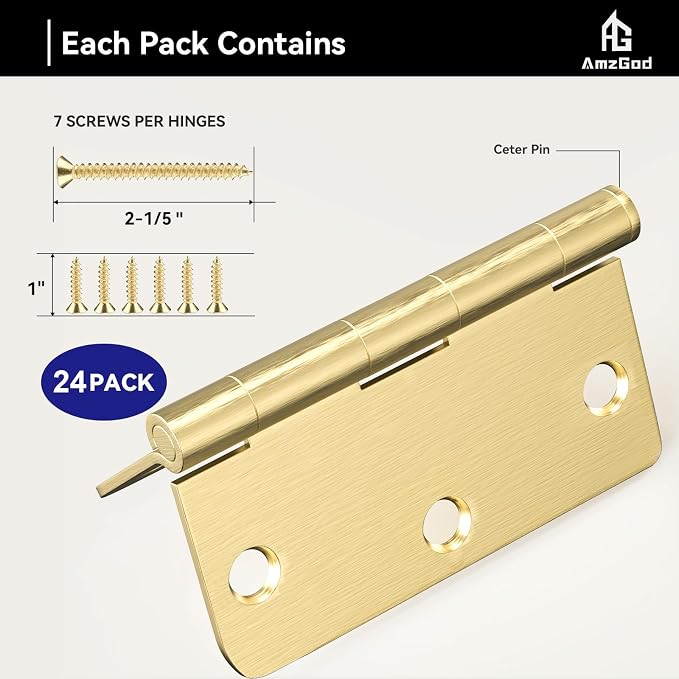 Door Hinges Satin Brass - Image 3