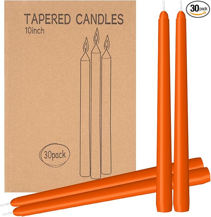 LYOBATH 30 Pack Orange Taper Candles by LYOBATHLLC