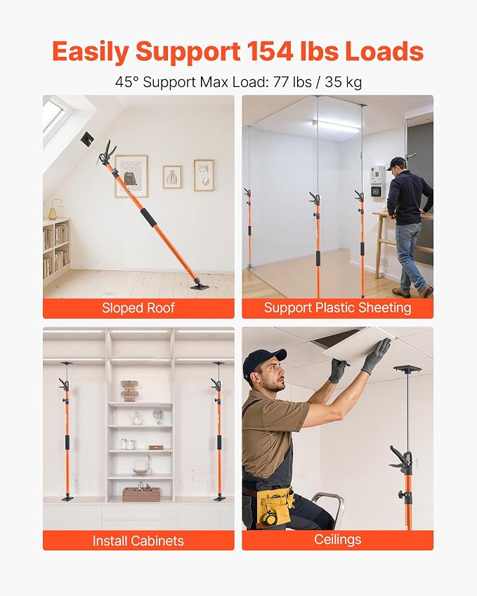 VEVOR Cabinet Jack Support Pole, 45.7-114.2 Inch Steel Telescopic Quick Support - Image 3