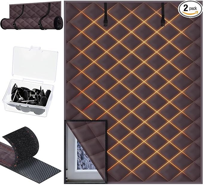 Fanfanwin 2 Pcs 63 x 47 Inches Window Insulation Curtain Kit Winter Thermal by Fanfanwin