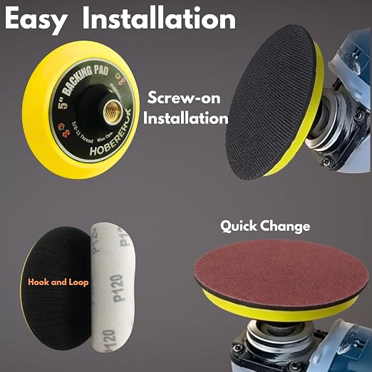 5" Hook and Loop Backing Pad, 5/8"-11 Angle Grinder Sanding Pad | Sanding Disc - Image 6