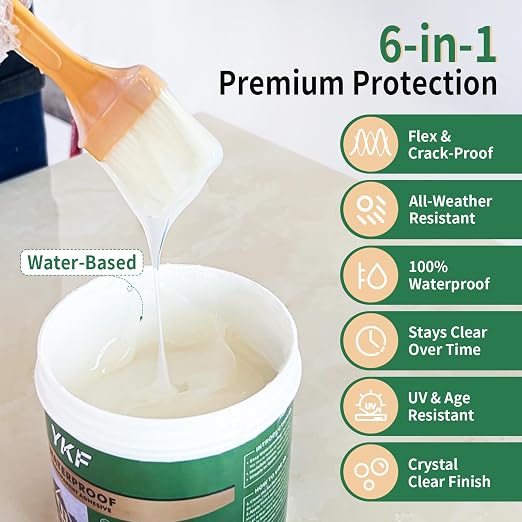 YKF 34oz Clear Transparent Waterproof Sealant, Water-Based Invisible Repairing - Image 2