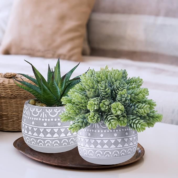 Winlyn 3 Pcs Assorted Small Potted Succulent Plants Artificial Aloe Hops String - Image 5