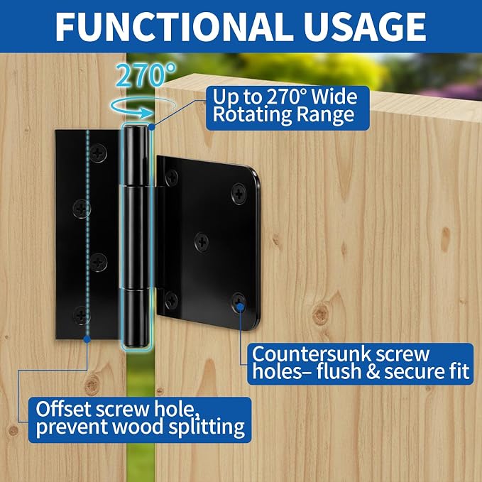 Black Gate Hinges Shed Hinges Heavy Duty Gate Hinges - Image 4