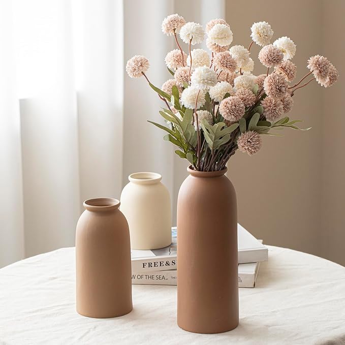 Large Decorative Ceramic Vase Set, 3 Pieces, Nordic Modern Boho Style, - Image 3