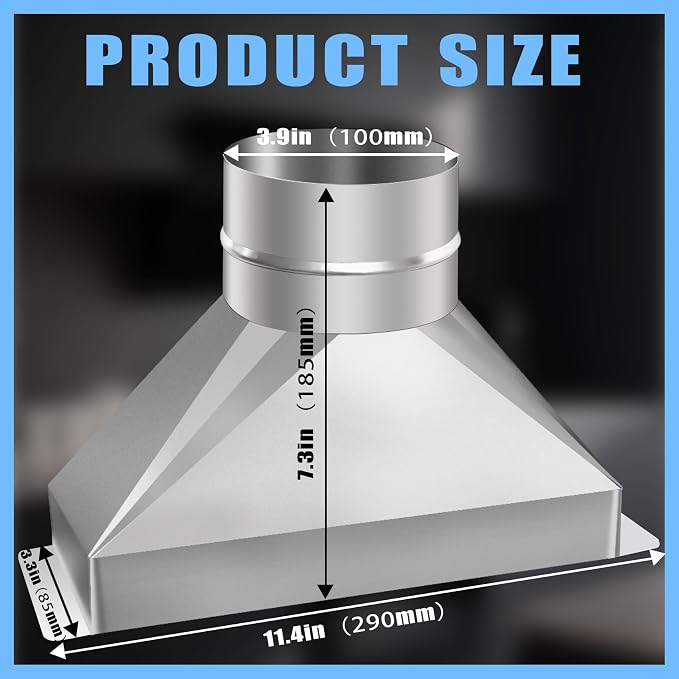 4" Dia x 3-1/4" x 10" L microwave vent kit, Rectangular to Round Duct - Image 2