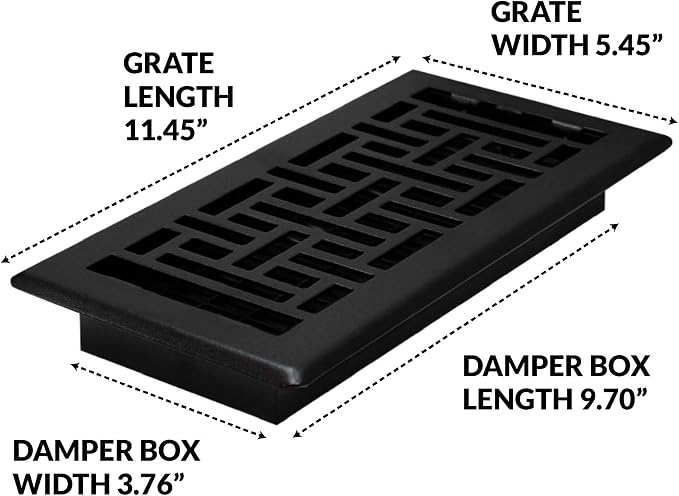 Decor Grates Oriental Floor Register, 4x10 Inches, Textured Black - Image 8