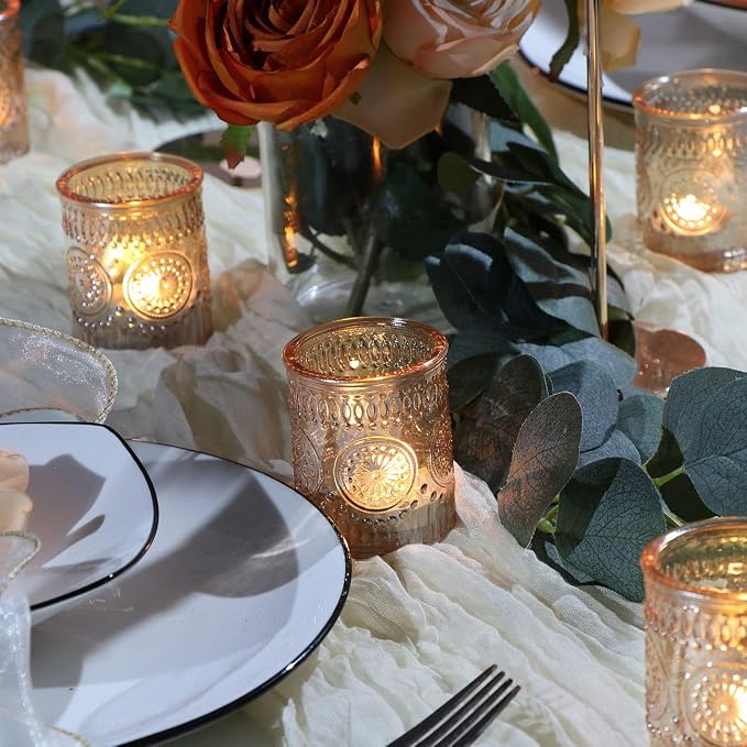 DEVI 24pcs Gold Glass Votive Candle Holders, Wedding Decorations, Bridal Shower - Image 5