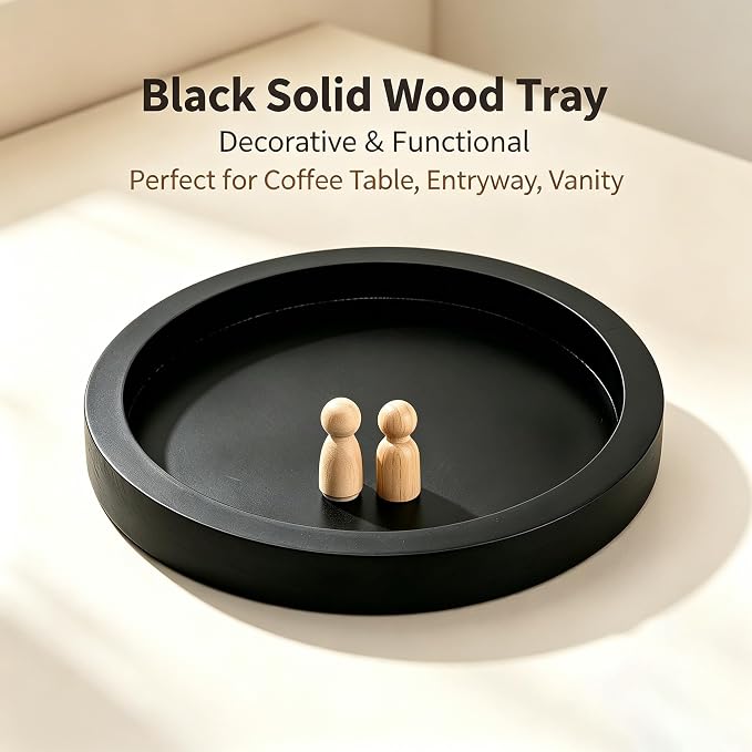 11 Inches Round Wooden Tray Decor, Round Wood Tray - Image 9