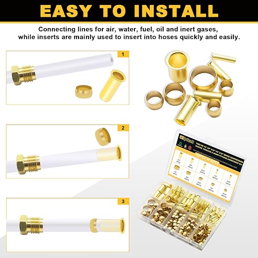 Siptenk 180PCS Brass Compression Sleeves Ferrules & Inserts - Image 5