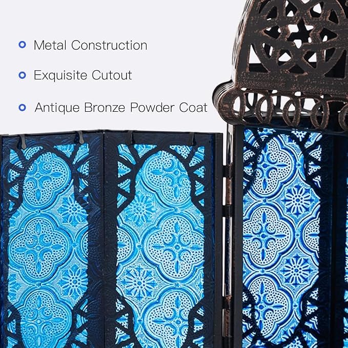NEEDOMO Hanging Moroccan Lantern, Metal Lanterns Decorative Indoor Outdoor - Image 4
