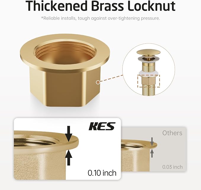 KES Sink Drain without Overflow Anti Clogging Pop Up Drain - Image 7