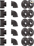 Pipe Fitting, 20 Pack 1/2" Gray Floor Flange/Elbow/Tee Combo by HomeTZH