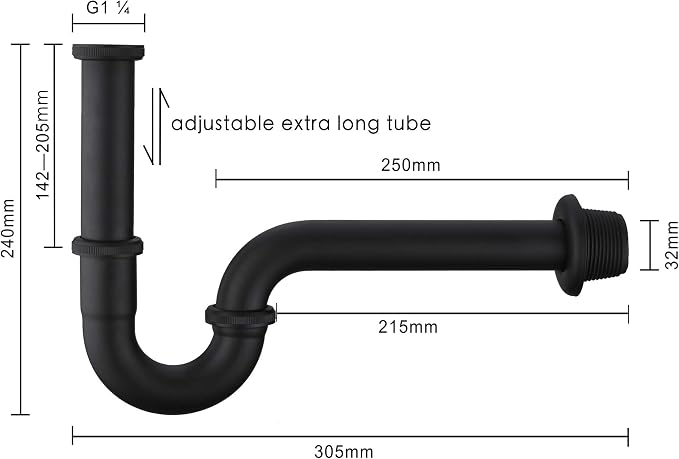 Brass P Trap, 1 1/4 Bathroom Basin Sink Waste Trap Drain Kit - Image 2