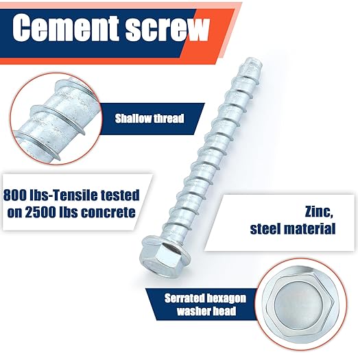 Tandefio 40 Pack 3/8 x 4 Concrete Anchors and Screw Kits Galvanized | Large - Image 3