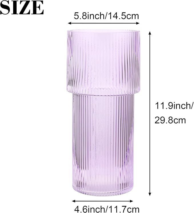 Purple Glass Vase, 12 Inches Tall Vase - Image 5