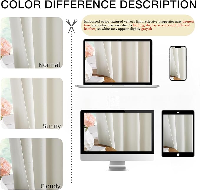 Kayne Studio Grayish White Velvet Pinch Pleated Back Tab Curtains 120 Inch | - Image 8