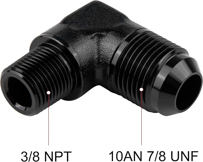 EVIL ENERGY 10AN to 3/8" NPT Male 90 Degree Fitting Adapter Aluminum 2PCS - Image 2
