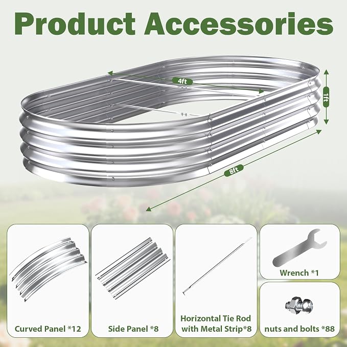 Galvanized Raised Garden Bed Outdoor, Easy Assemble Large Oval Plant Container - Image 5