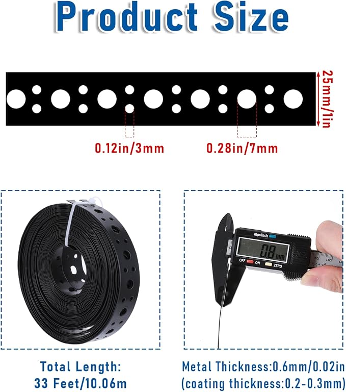 Metal Strap 1-Inch x 33FT 0.6mm Bendable Pipe Hanger Thin Metal Strapping - Image 2