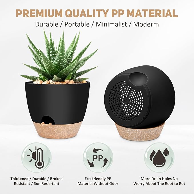 YNNICO 12 inch Large Self Watering Plant Pots, Flower Pots Planters - Image 3