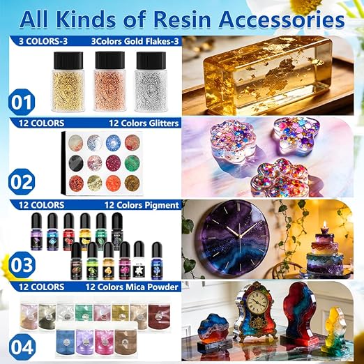 Epoxy Resin 1 Gal-Transparent Epoxy Resin Kit, Include 12 Pigments, Mica Powder - Image 5