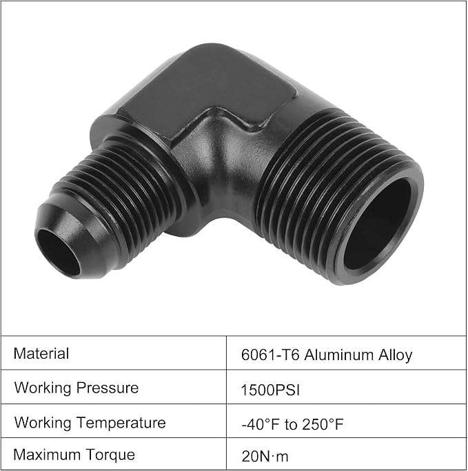 EVIL ENERGY 8AN Male Flare to 3/4" NPT Pipe 90 Degree Fitting Adapter Aluminum - Image 3