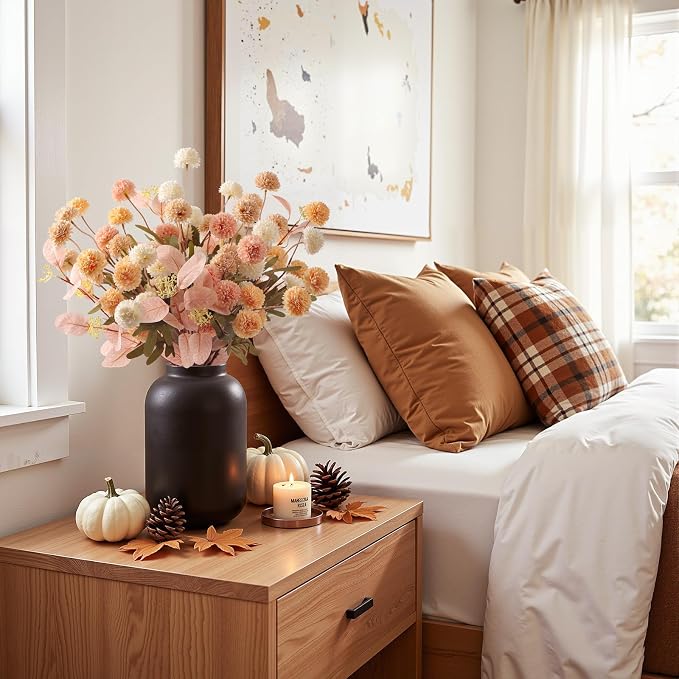 Alupssuc 16 Pcs Faux Silk Mums - Image 4