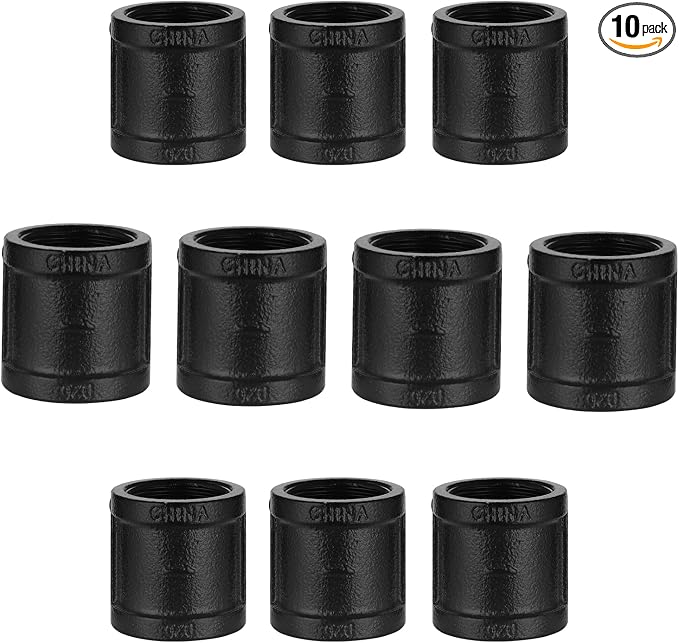 1" Black Pipe Coupling, 10 Pack 1" Malleable Iron Cast Threaded Pipe Fitting by HomeTZH