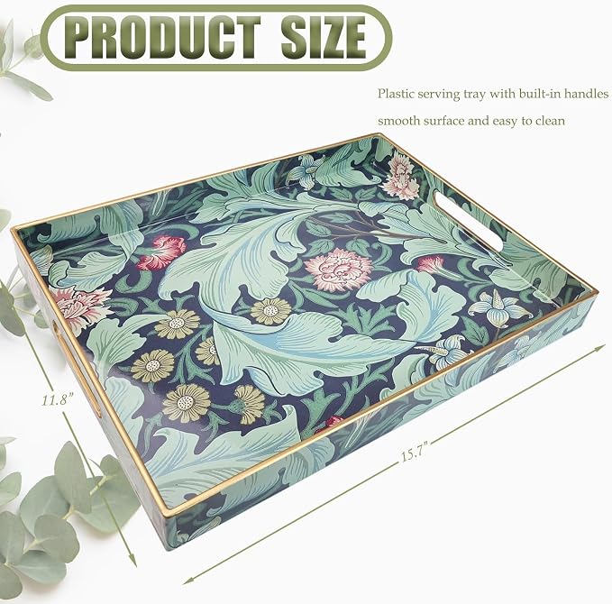 Spsyrine Serving Tray with Handles, Plastic Decorative Tray - Image 3