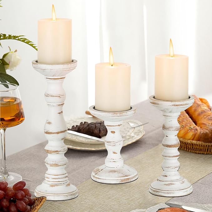 Romadedi Pillar Wood Candle Holders, Dining Tables Centerpieces. - Image 8