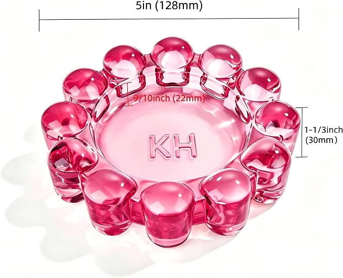 Chic Red Bubble Glass Candle Dish – Modern Clear Glass Candle Holder - Image 2