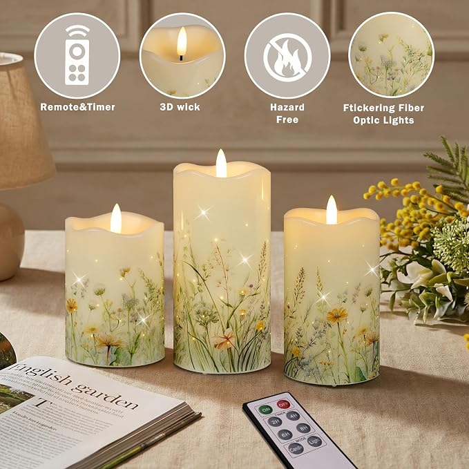 Flameless Candles, Battery Operated Floral Candles - Image 4