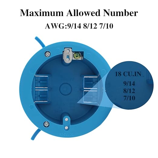 6 Pack 1 Gang PVC Blue Round Ceiling Electrical Box, Old Work, 4.25" Dia - Image 3