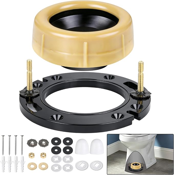 Jamini Toilet Flange Kit with 1.57in Wax Ring – Fix Leaks and Provide Strong by Unknown